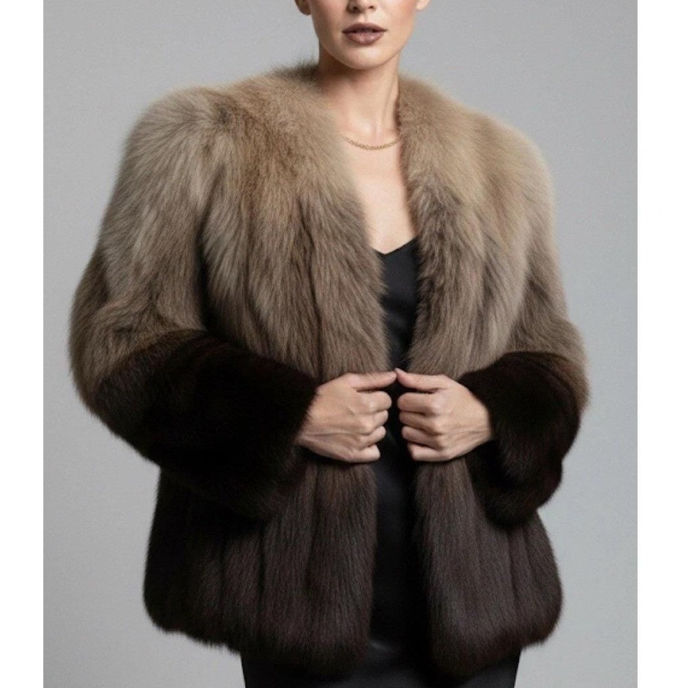 Ombré Fox Fur Jacket VTG 70s‎